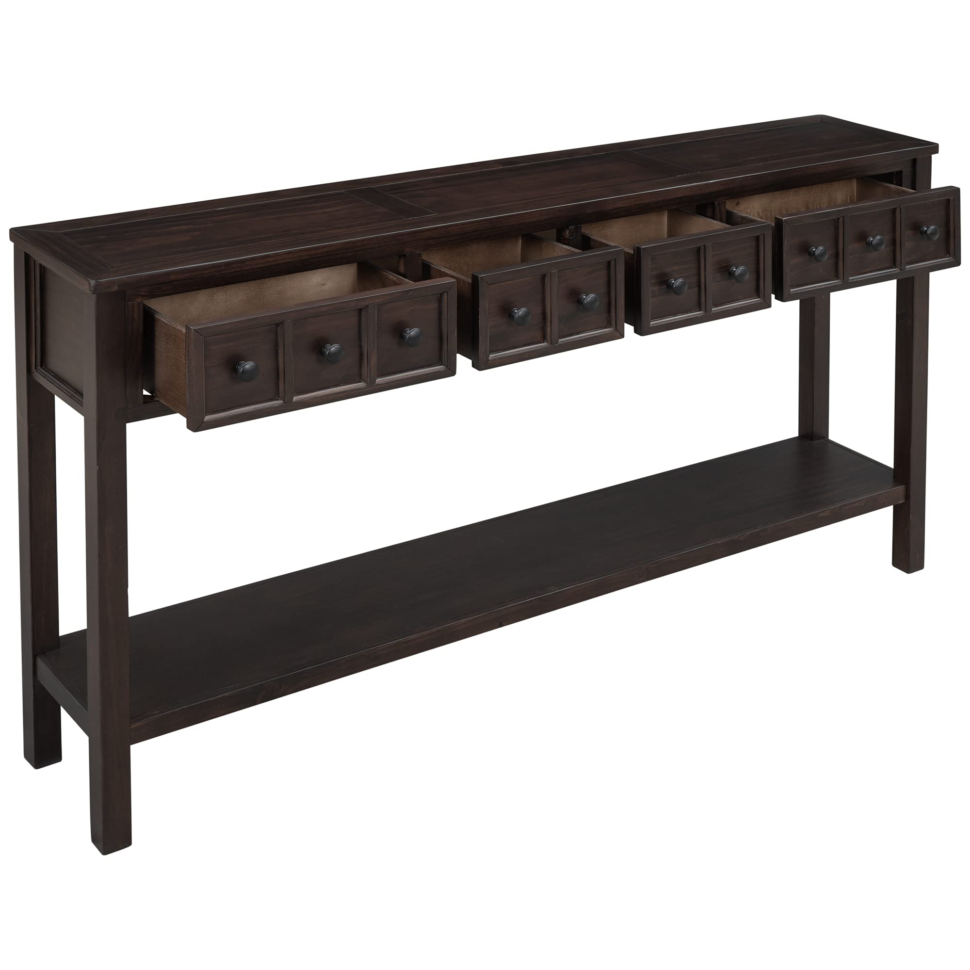 Merax 60 Inch Long Rustic Entryway Table with Storage Drawers & Shelf - Narrow Sofa Table Behind Couch, Espresso Finish - Perfect for Hallway, Living Room & Entryway Decor