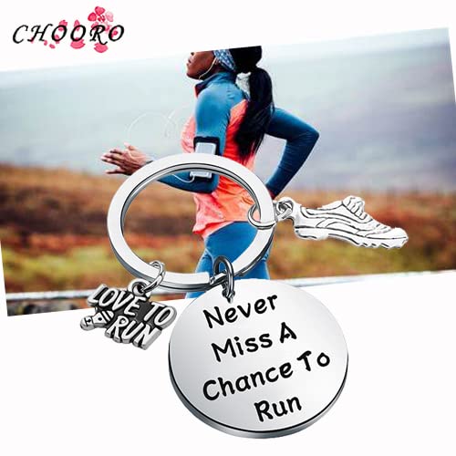 CHOORO Marathon Runner Keychain - Inspirational Running Gift for Sole Sisters & Running Buddies - Never Miss a Chance to Run - Perfect for Race Days, Training Motivation & Fitness Enthusiasts