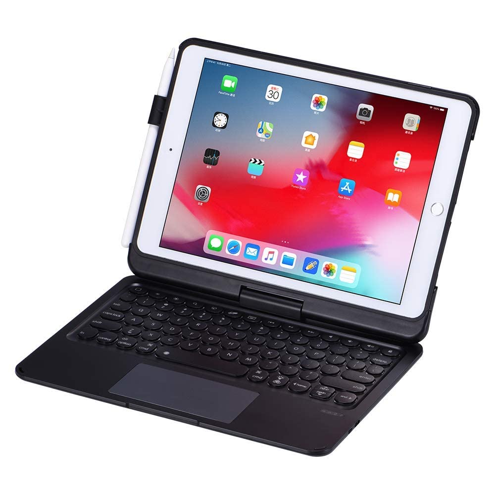 Premium Backlit Wireless Keyboard Case for iPad 10.2 (2021/9th Gen, 2020/8th Gen, 2019/7th Gen), iPad Air 10.5 (2019/3rd Gen) & iPad Pro 10.5 (2017) - 360° Rotatable with Clickable Touchpad - Perfect for Work, Study & Travel (Black)
