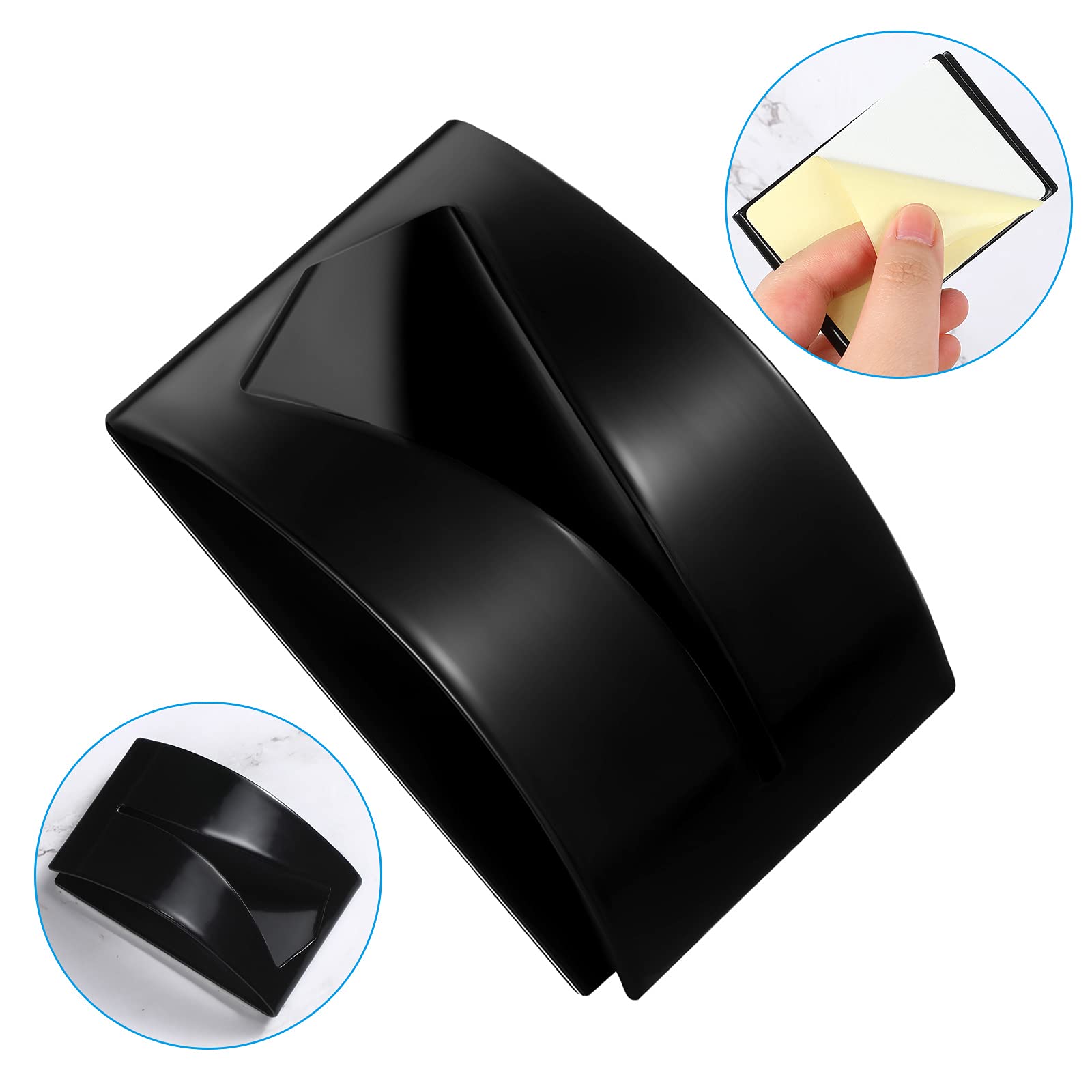 4 Pack Self Adhesive Stainless Steel Towel Hooks - No Drill Wall Mount Hangers for Kitchen, Bathroom & Laundry - Strong Hold for Dish Towels, Robes & Accessories - Perfect Space Saving Solution for Home Organization (Black)