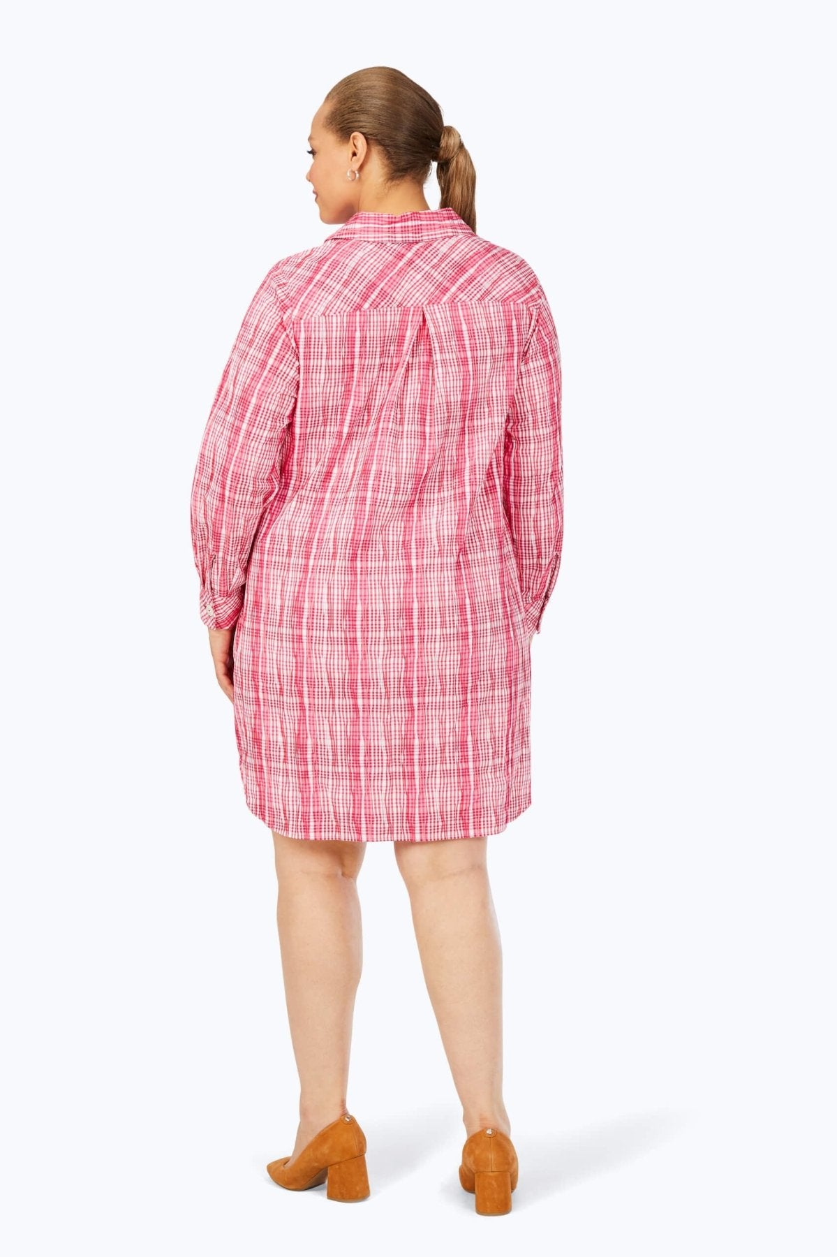 Delaney Plus Purely Plaid Crinkle Long Sleeve Dress for Women - Soft Cotton Flannel Plaid Dress for Fall & Winter, Perfect for Casual Outings, Holiday Parties and Family Gatherings