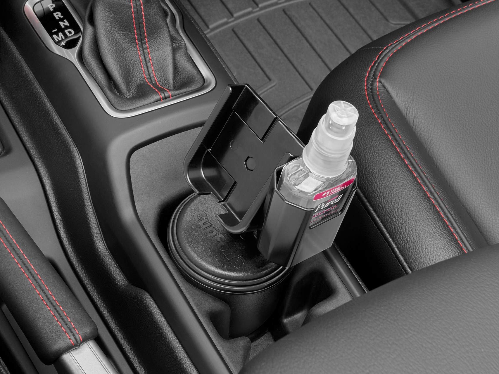 WeatherTech CupFone with Hand Sanitizer Holder - Universal Adjustable Car Cup Holder Phone Mount for iPhone & Smartphones - Gold Metal Knobs - Perfect for Road Trips & Daily Commutes