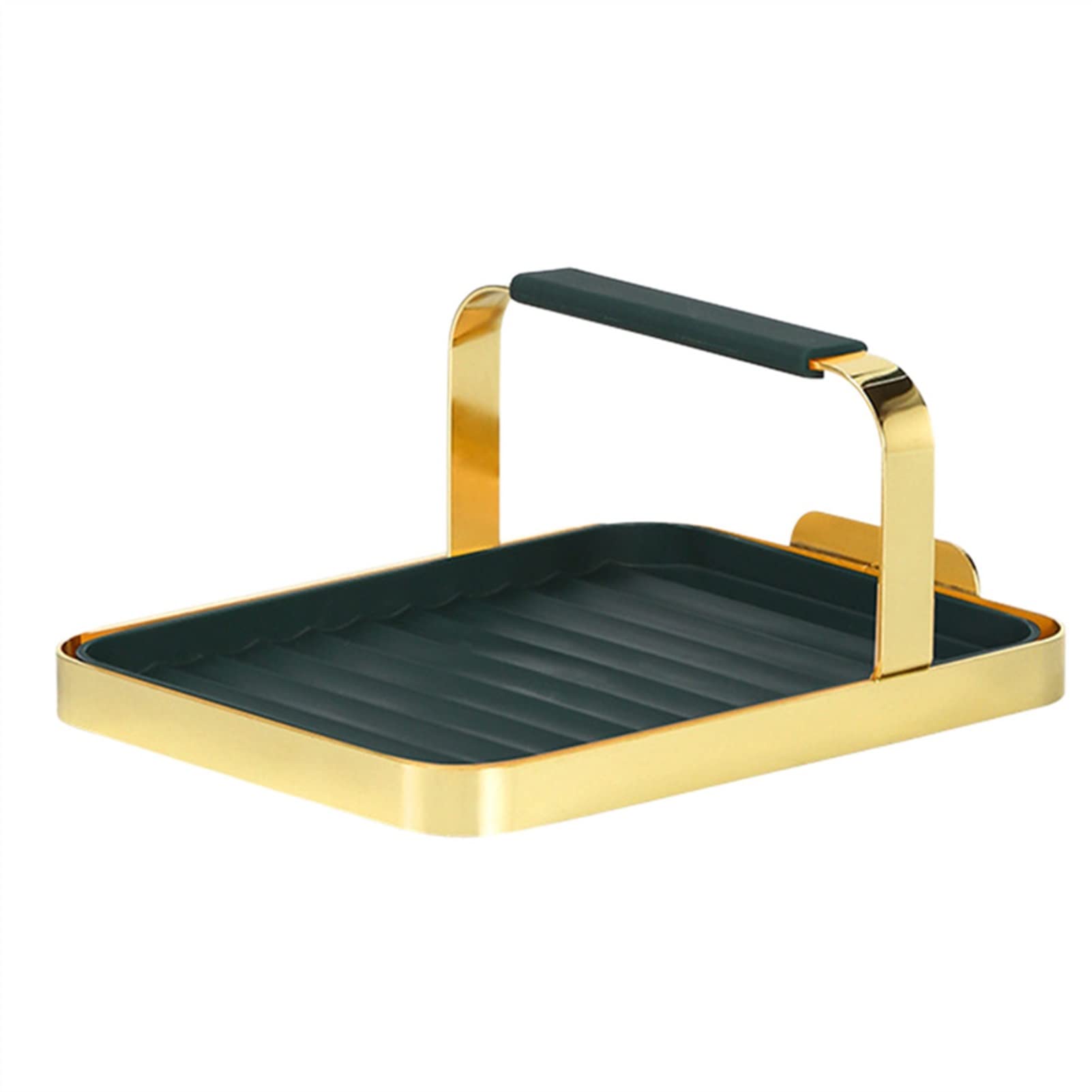 Iron Pot Lid Holder & Soup Ladle Organizer - 1PC Portable Cover Turner Rack with Draining Tray - Countertop Storage Solution for Kitchen Utensils (Golden) - Perfect for Storing Lids While Cooking or Drying Utensils After Washing