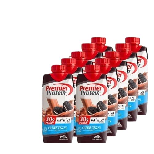 Premier Protein Shakes Cookies & Cream Flavor - 30g Protein, 160 Calories, 24 Vitamins & Minerals - Meal Replacement & Post-Workout Recovery Drink - Ready-to-Drink Protein Shakes for Weight Loss & Muscle Gain (11 fl oz, 10 Pack) - Perfect for Gym, Office & On-the-Go Nutrition