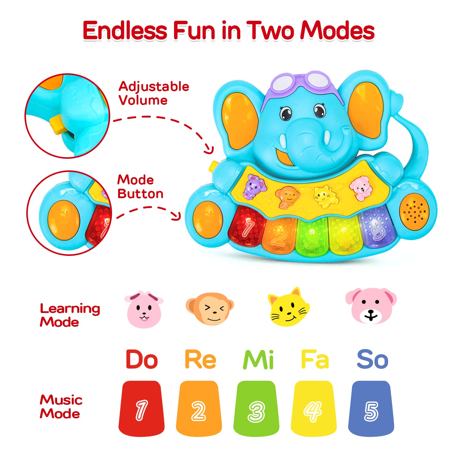 STEAM Life Baby Piano Toy - Musical Learning Keyboard for Infants 6-18 Months | Early Educational Toy for Boys & Girls | Perfect Birthday & Christmas Gift for 1 Year Olds | Great for Sensory Development & Early Music Exploration