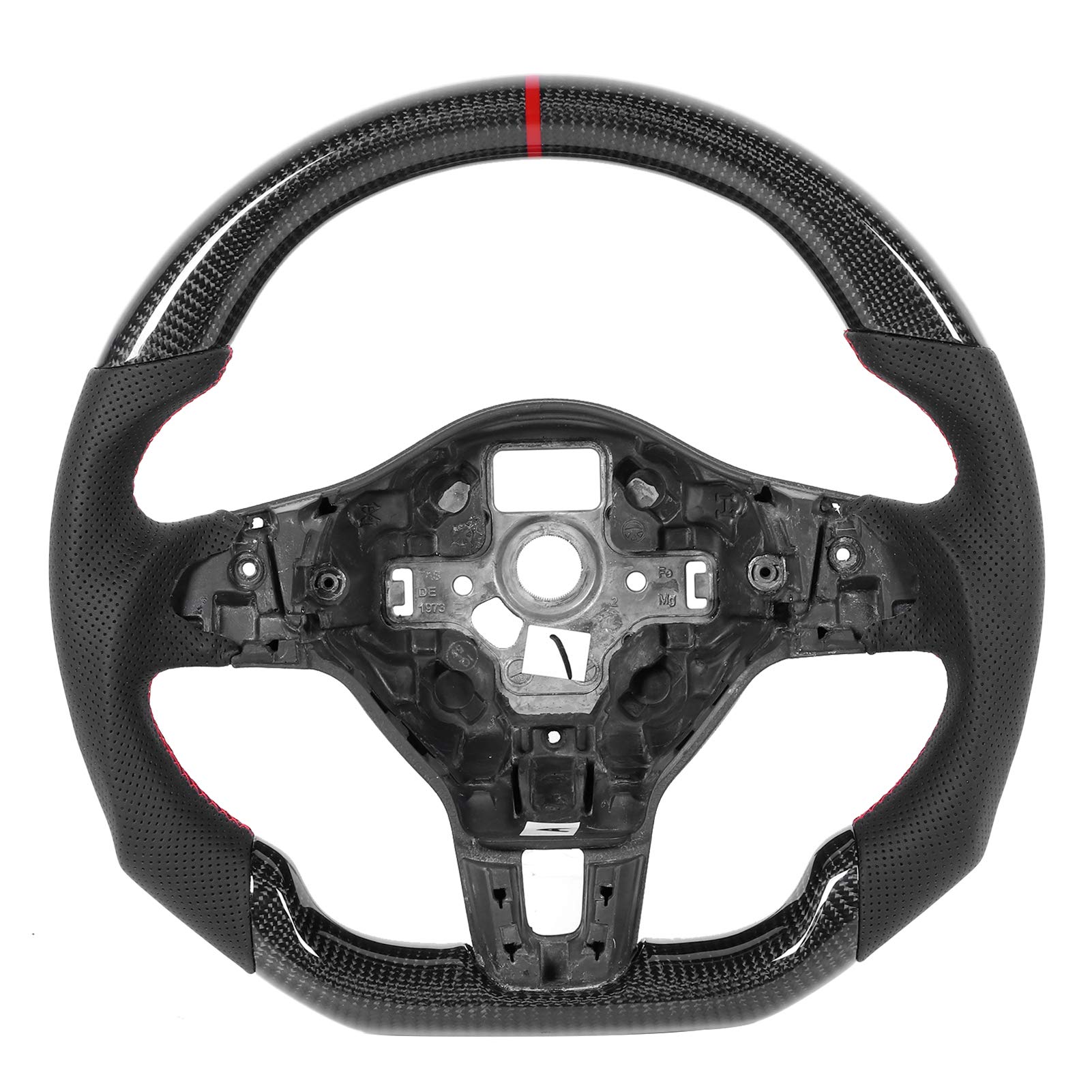 ANGGREK Carbon Fiber & Nappa Perforated Leather Steering Wheel - Direct Replacement for VW MK6/GTD 2009-2013 - Premium Car Upgrade Accessory for Enhanced Grip & Sporty Driving Experience