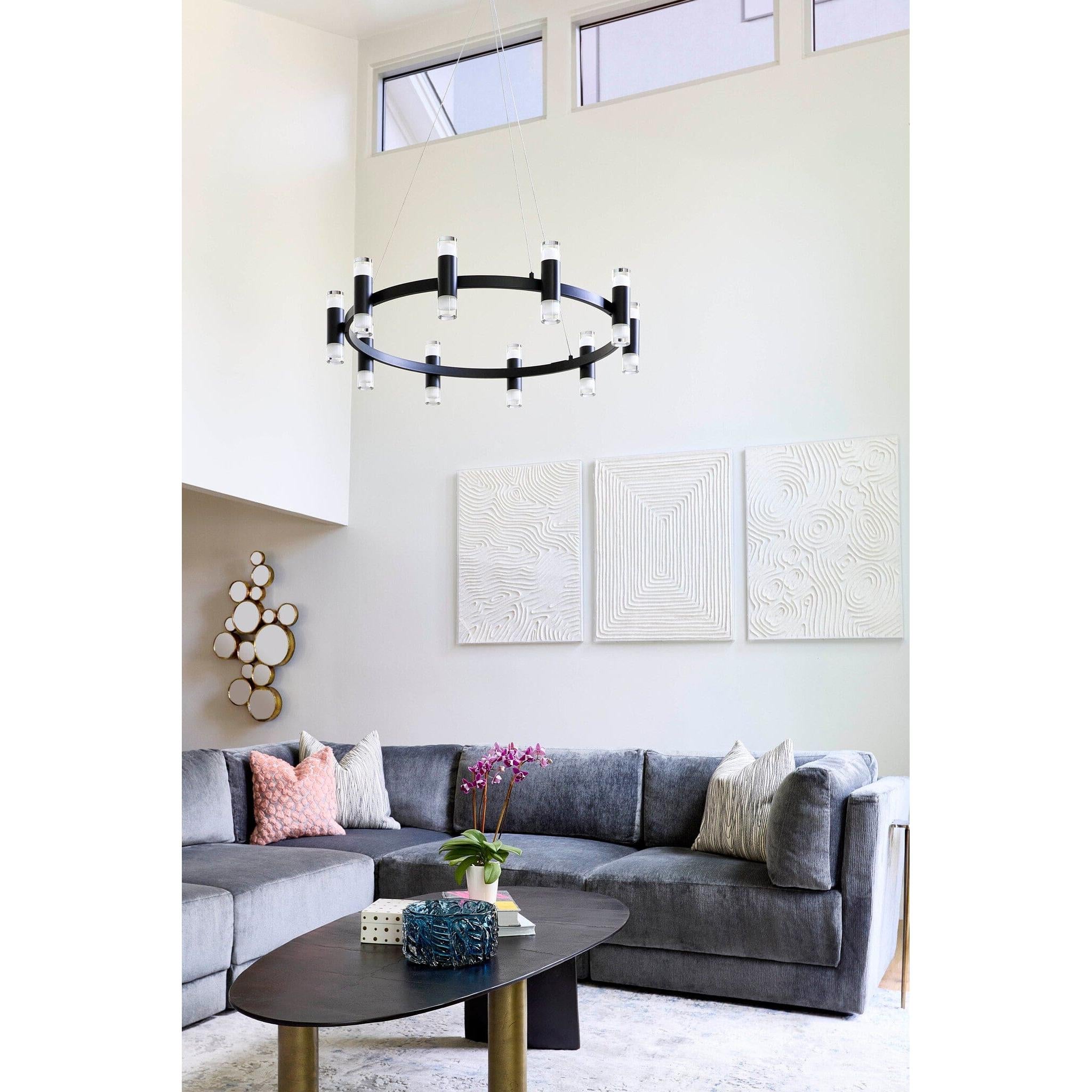 Oxygen ALARUM 3 6095 15 20 LED Chandelier Light - Modern Black Crystal Ceiling Fixture for Dining Room, Bedroom & Living Room Decor