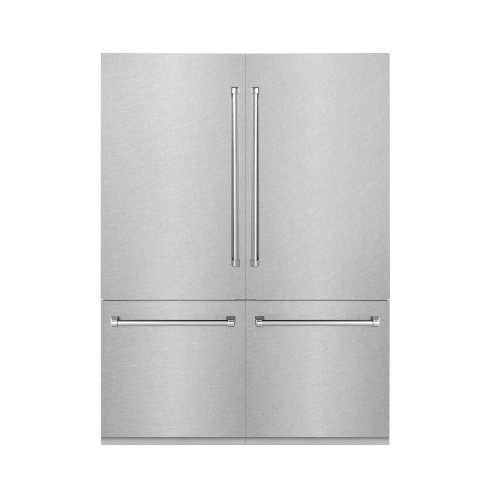 ZLINE 60 Inch 32.2 Cu Ft French Door Built-In Bottom Freezer Refrigerator with Water Dispenser & Ice Maker - Satin Stainless Steel (RBIV SN 60) for Modern Kitchen & Open Concept Homes