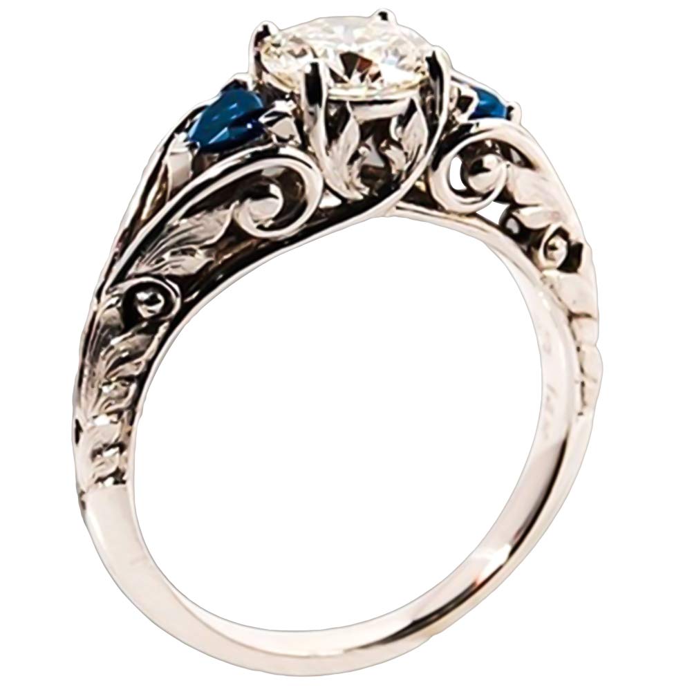 Elegant MVEES Glitter Rhinestone Hollow Band Ring - Dark Blue Bridal Engagement Jewelry for Women (Size US10) | Perfect Valentine's Day Gift, Wedding Accessory & Romantic Occasion Jewelry