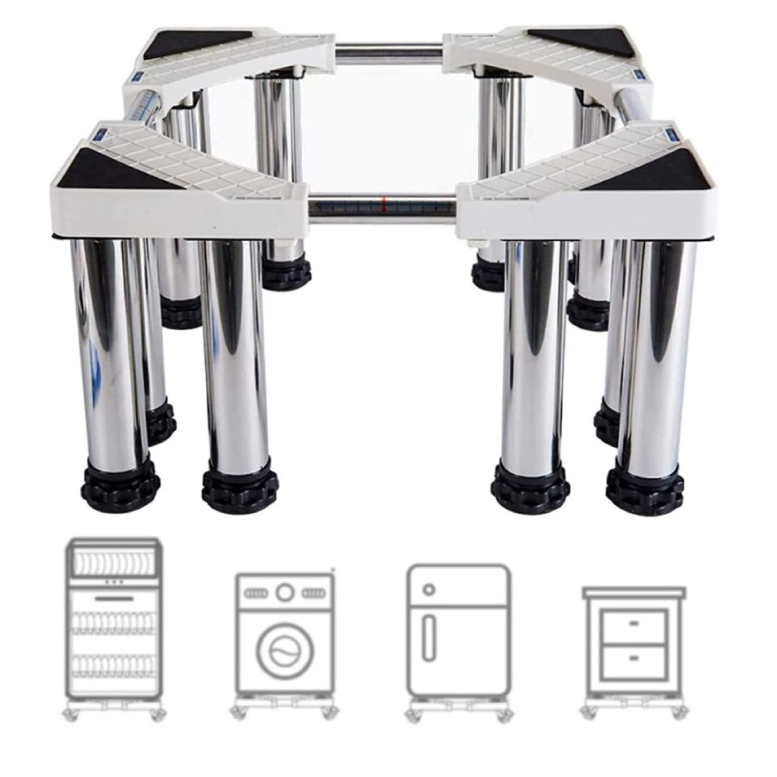 JXWANG 12-Leg Stainless Steel Adjustable Dryer Base Stand - Heavy Duty, Portable & Mobile Washer/Dryer Pedestal (20cm Height) - Perfect for Laundry Rooms, Apartments & Tight Spaces