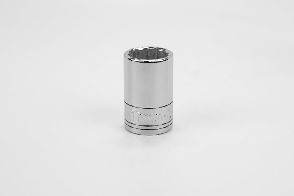 17mm 1/2 Inch Drive 12-Point Metric Standard Chrome Socket - Professional Automotive & DIY Repair Tool for Cars, Trucks, and Machinery