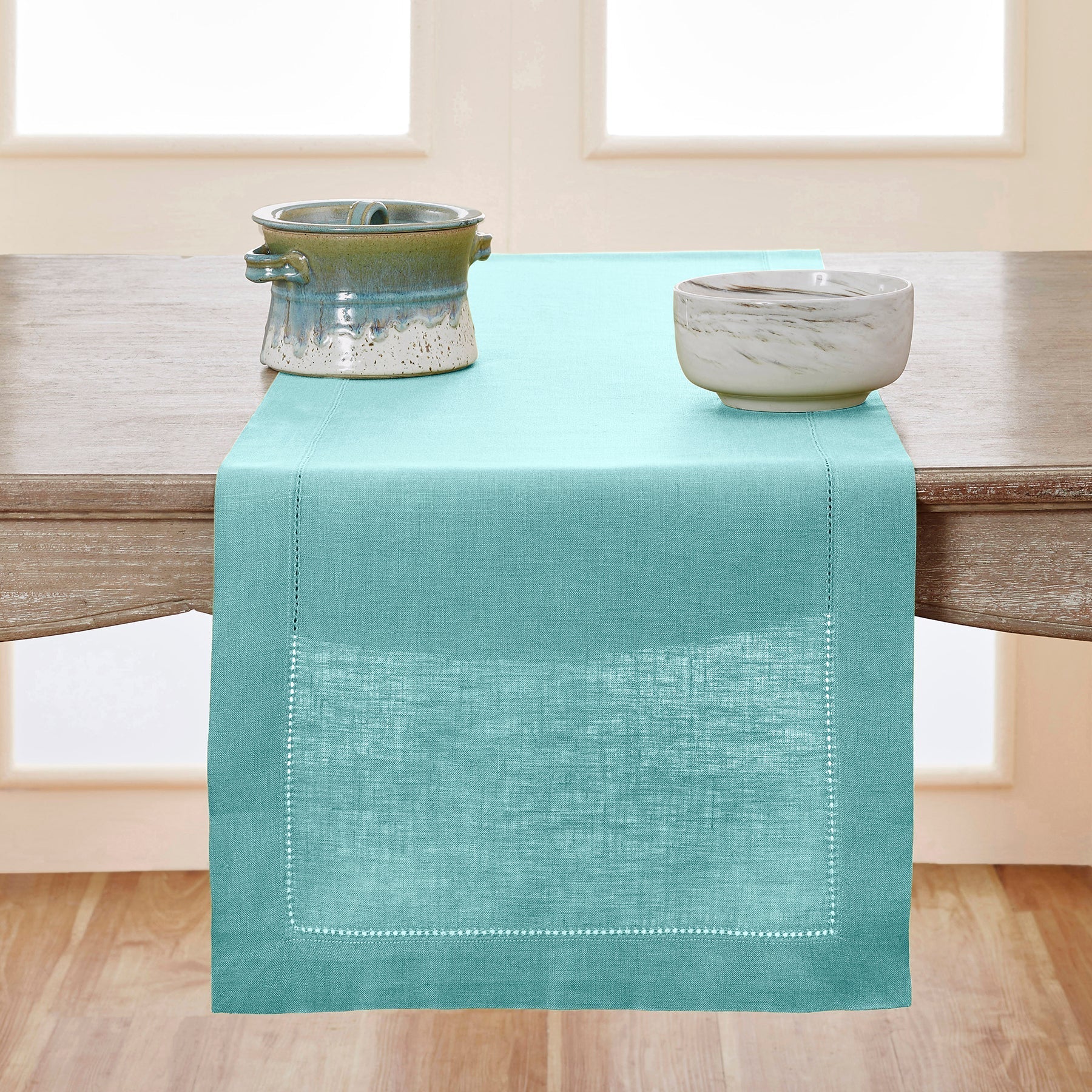 Elegant Classic Hemstitch Table Runner - Premium Linen Dining Table Decor for Weddings, Holidays & Home Decor