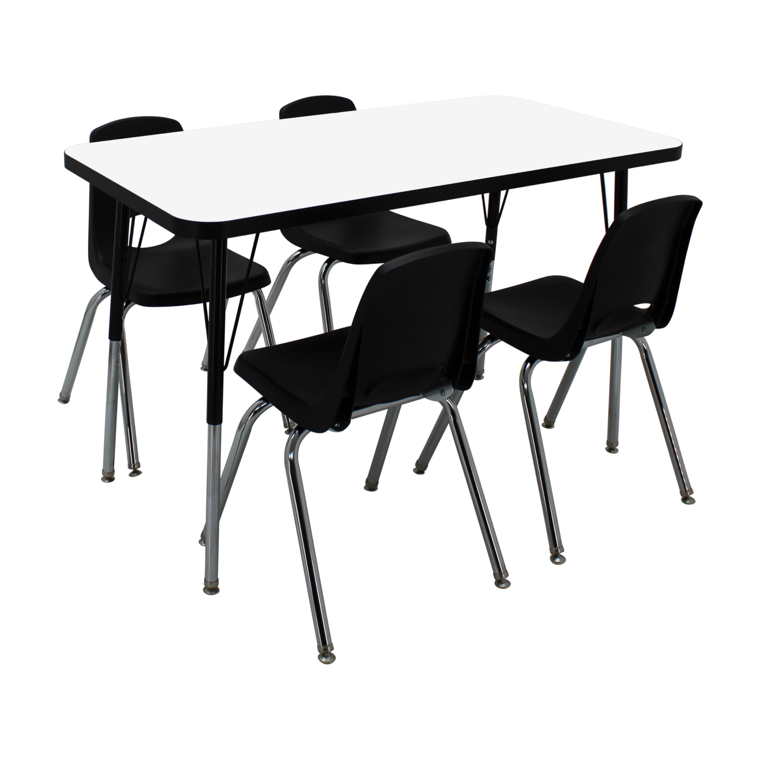 FDP 24x48 Inch Adjustable Height Dry-Erase Activity Table - Whiteboard Top with Black Edge for School, Office & Home - Swivel Glide Standard Legs (19-30