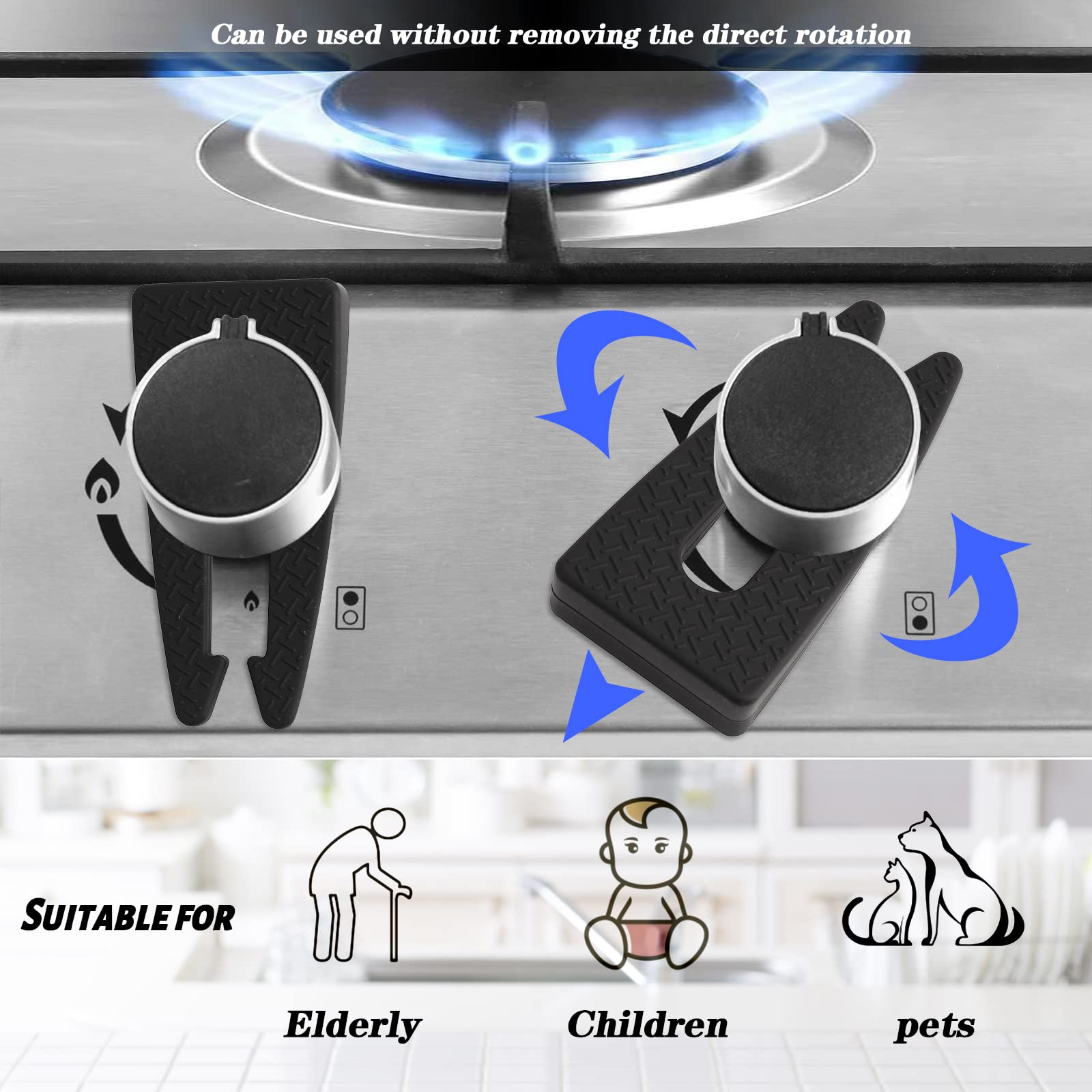 Child Safety Stove Knob Covers - 6 Pack Gas Range Baby Proofing Locks, Easy Installation & Use (Black) | Protect Kids from Burns in Kitchen
