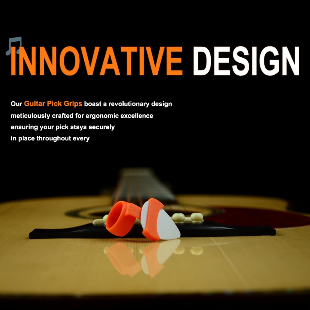 Premium Ergonomic Guitar Pick Grips - Durable Silicone Picks for All Playing Styles (Rock, Jazz, Blues) - Perfect for Electric & Acoustic Guitar Practice & Live Performances