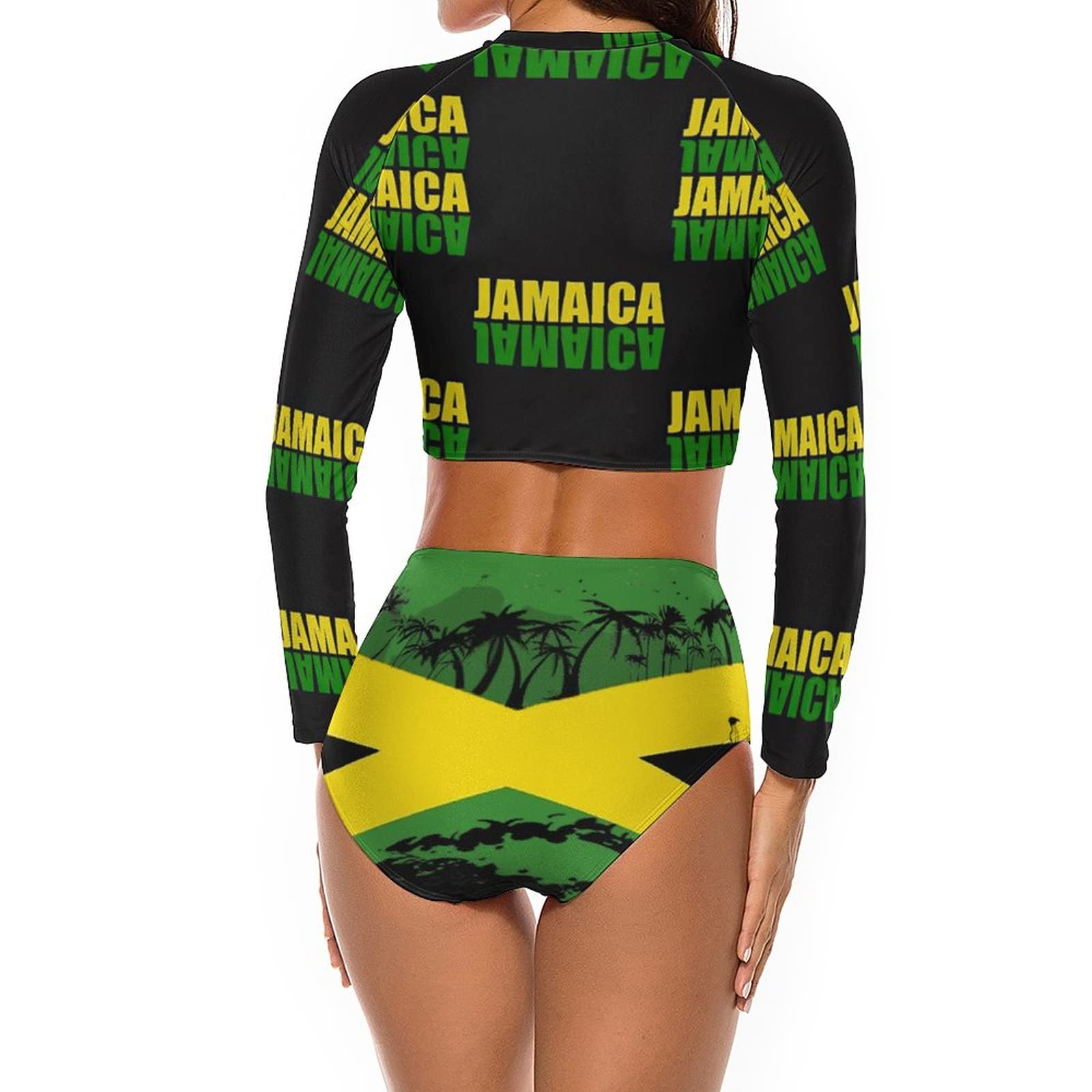 Original Jamaica Flag Print Women's Two-Piece Bikini Swimsuit - Sexy Triangle Top & High Waist Bottom for Beach, Pool Party & Summer Vacation