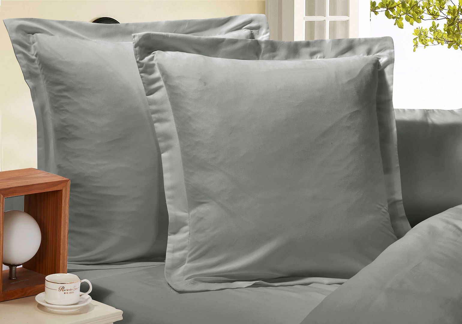1000TC Premium Ultra Soft European Pillowcases 2 Pack - Luxury Grey Bedding Set for Hotel & Home Use - Breathable & Hypoallergenic Pillow Covers for Side Sleepers & Back Sleepers