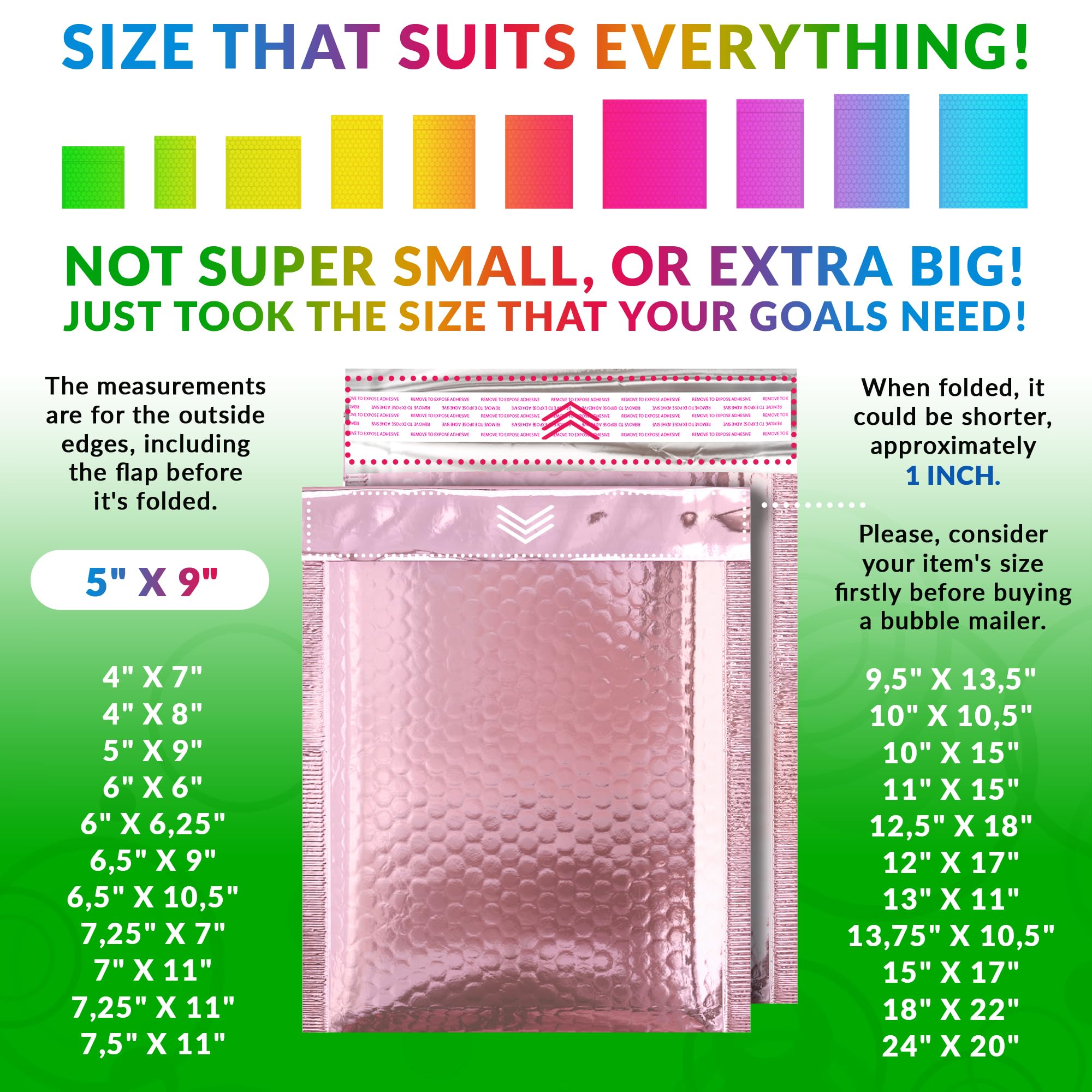 250 Pack 5x9 Inch Rose Gold Bubble Mailers - Self Seal Padded Shipping Envelopes with Bubble Lining, Plastic Foil Mailing Bags for Small Business | Perfect for Ecommerce, Jewelry, Cosmetics & Gift Packaging