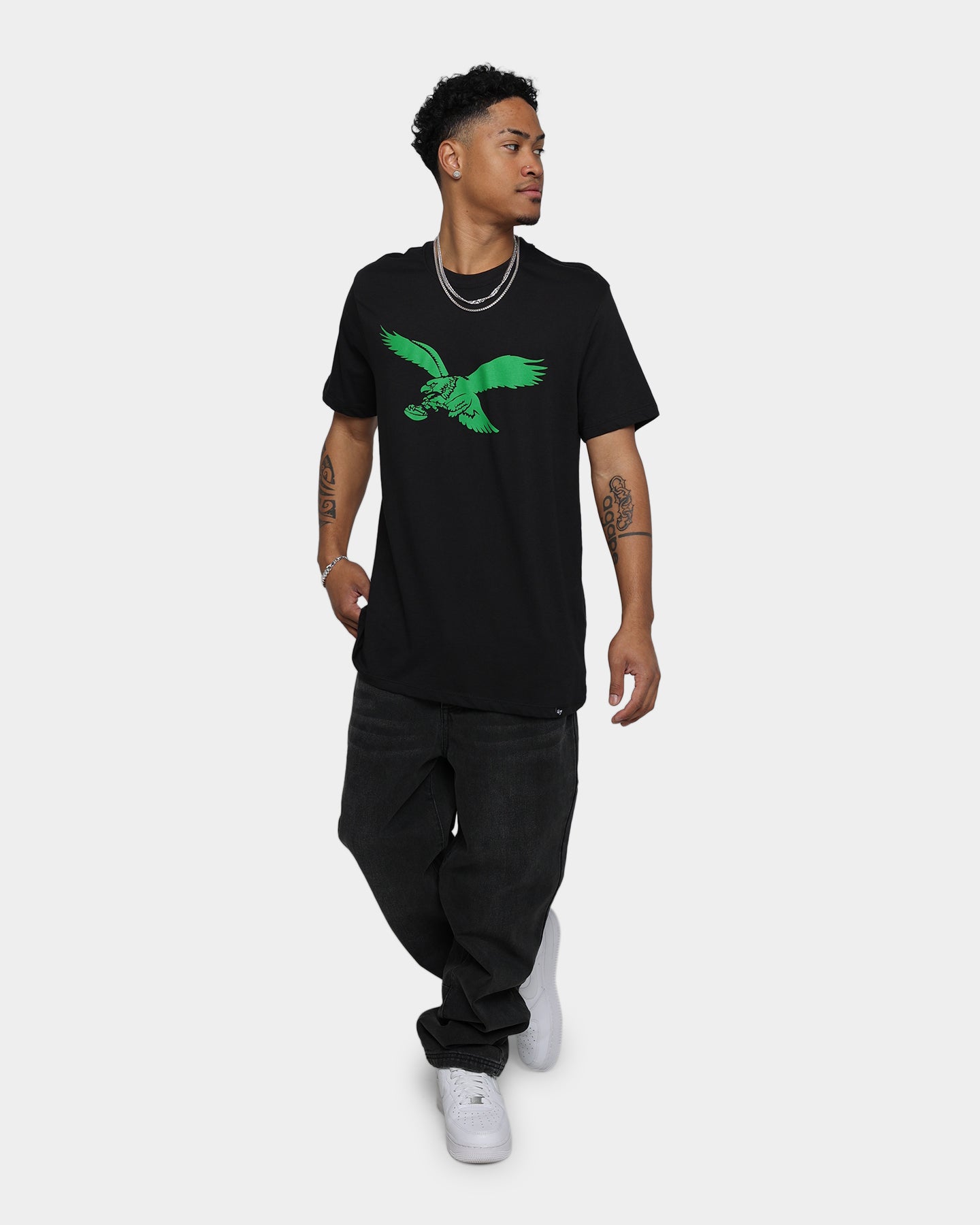 47 Brand Philadelphia Eagles Imprint Super Rival T-Shirt for Men - Jet Black NFL Fan Gear for Game Day & Casual Wear