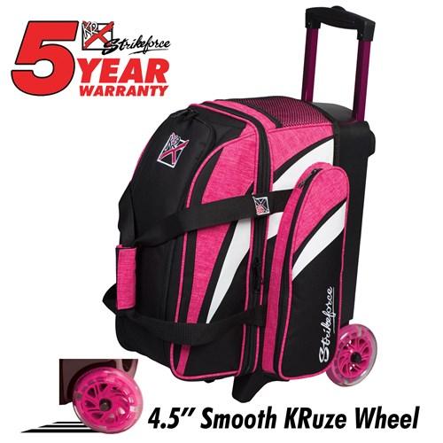 KR Strikeforce Cruiser Smooth Double Roller Pink Bowling Bag - Lightweight Durable Travel Case for Women & Men - Perfect for League Play, Tournaments & Practice Sessions