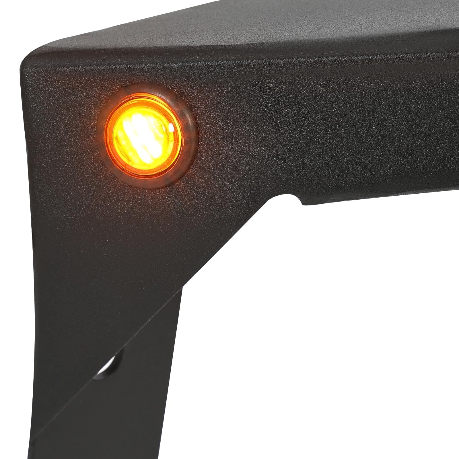 KUAFU 2-Piece Black Steel Front Fender with LED Lights for 1997-2006 Jeep Wrangler TJ - Wheel Cover Guards for Driver & Passenger Side | Off-Road Protection & Style Upgrade