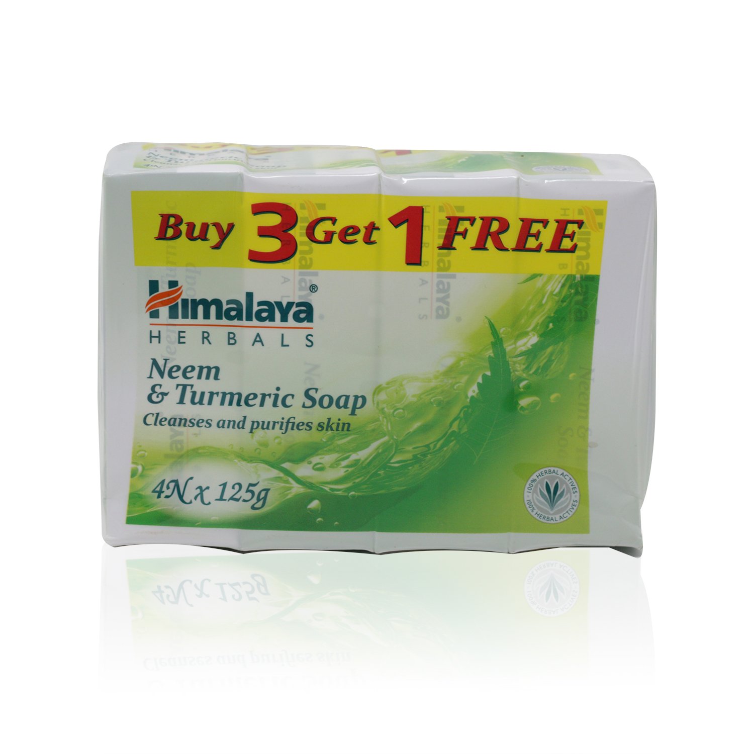 Himalaya Herbals Neem & Turmeric Bath Soap - 3+1 Pack (125g Each) | Natural Ayurvedic Cleansing Bar for Acne, Skin Brightening & Daily Use - Perfect for Sensitive Skin & Spa Relaxation