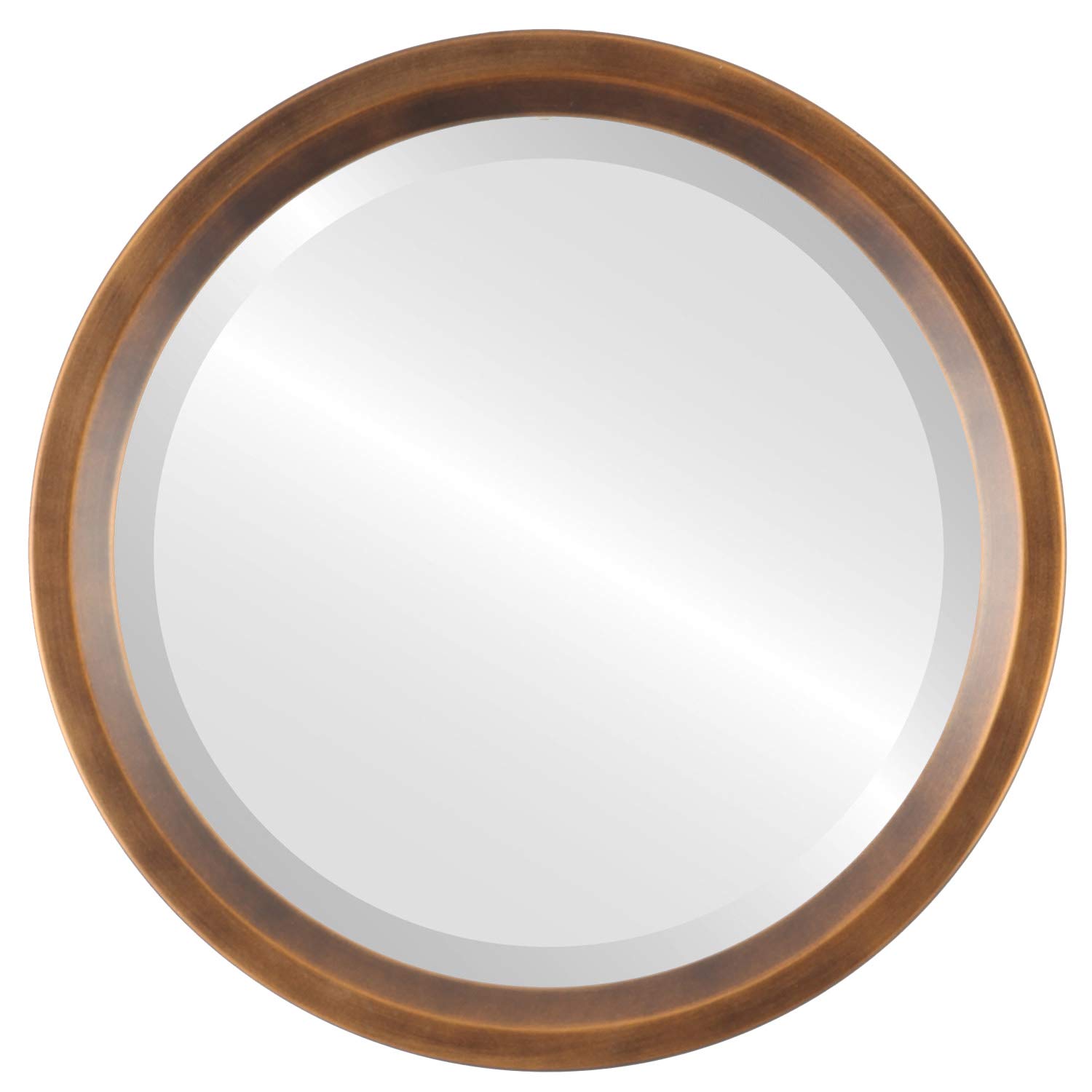 Ovalcrest 16x16 Inch Round Wooden Beveled Wall Mirror - Sunset Gold Frame - Elegant Home Decor for Bathroom, Vanity, Bedroom, Living Room & Hallway - Perfect for Makeup, Selfies and Room Decoration