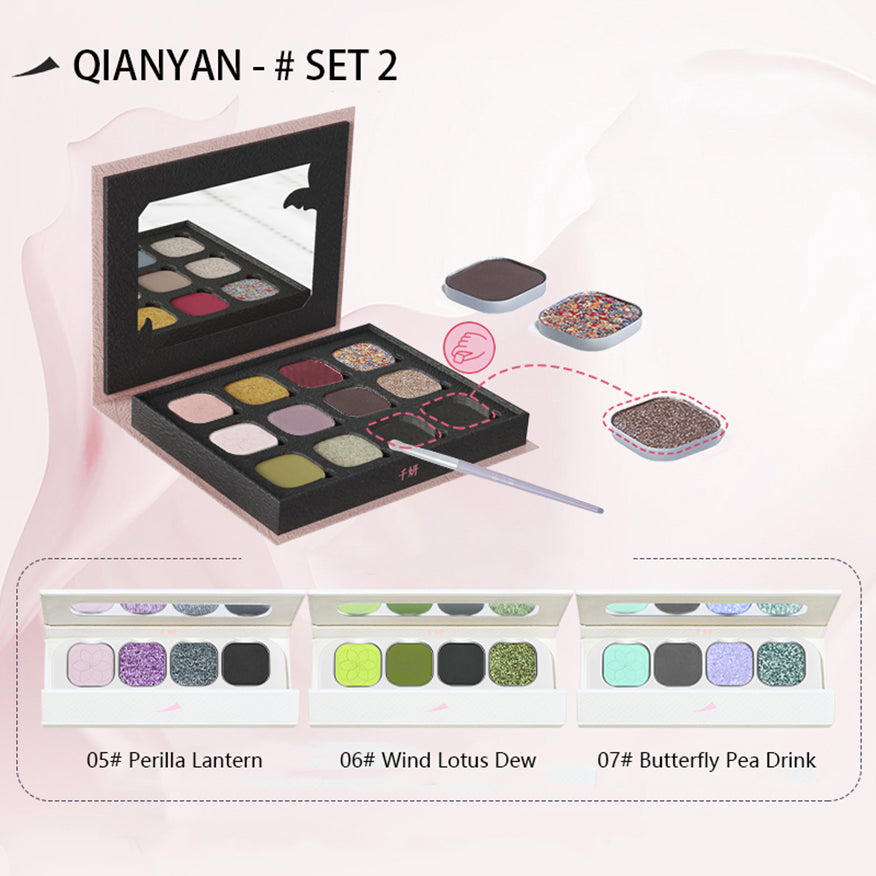 Customizable Quad Eyeshadow Palette by CHEERYEP - Build Your Perfect Makeup Look for Day & Night, Party & Work