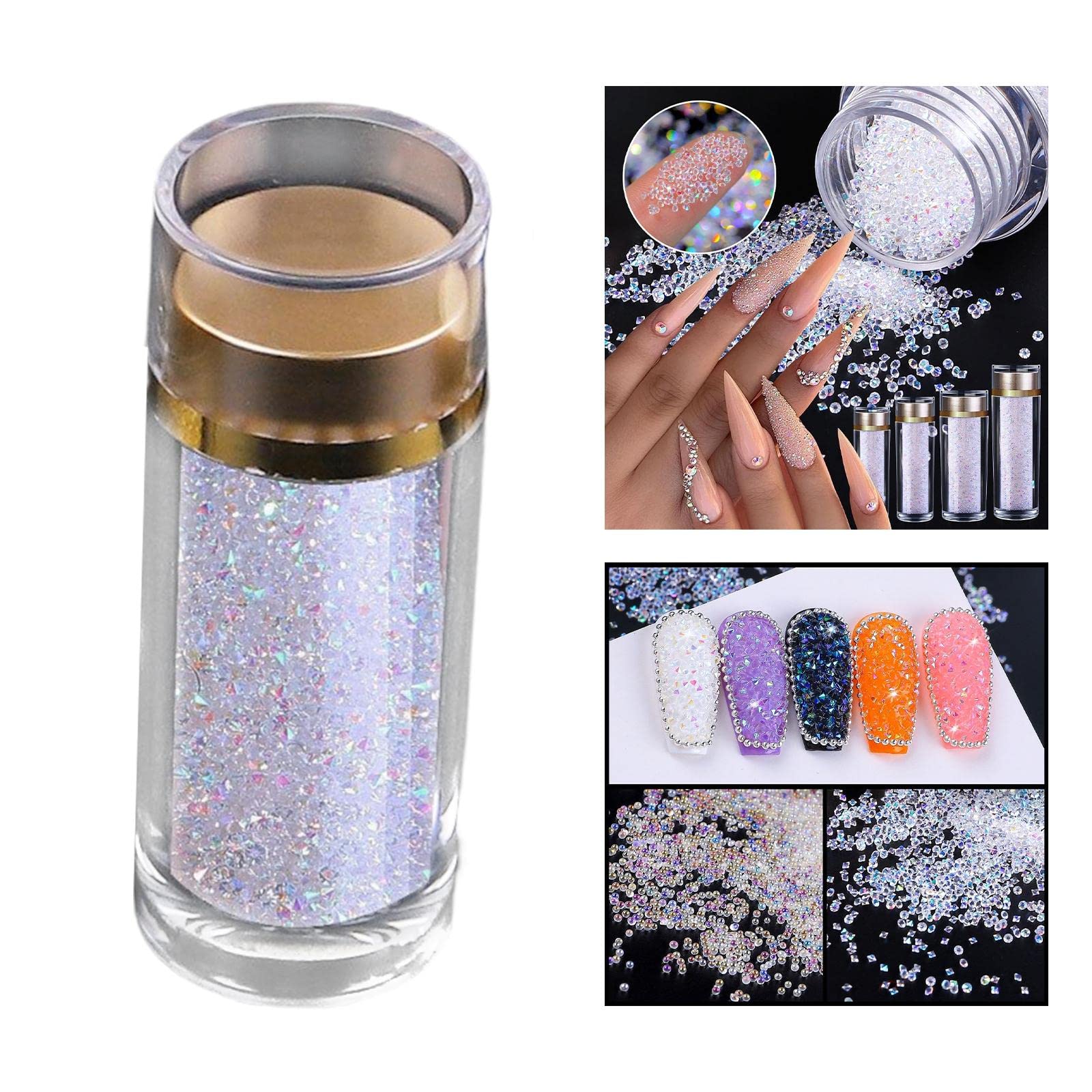 Sharplace Nail Crystals AB Rhinestones - Micro Pixie Beads for Nail Art, DIY Crafts & Fashion Decor | Iridescent Tiny Gems for Clothes, Face Beauty & Nail Designs (15.5g) | Perfect for Manicures, Costume Jewelry & Home Decoration