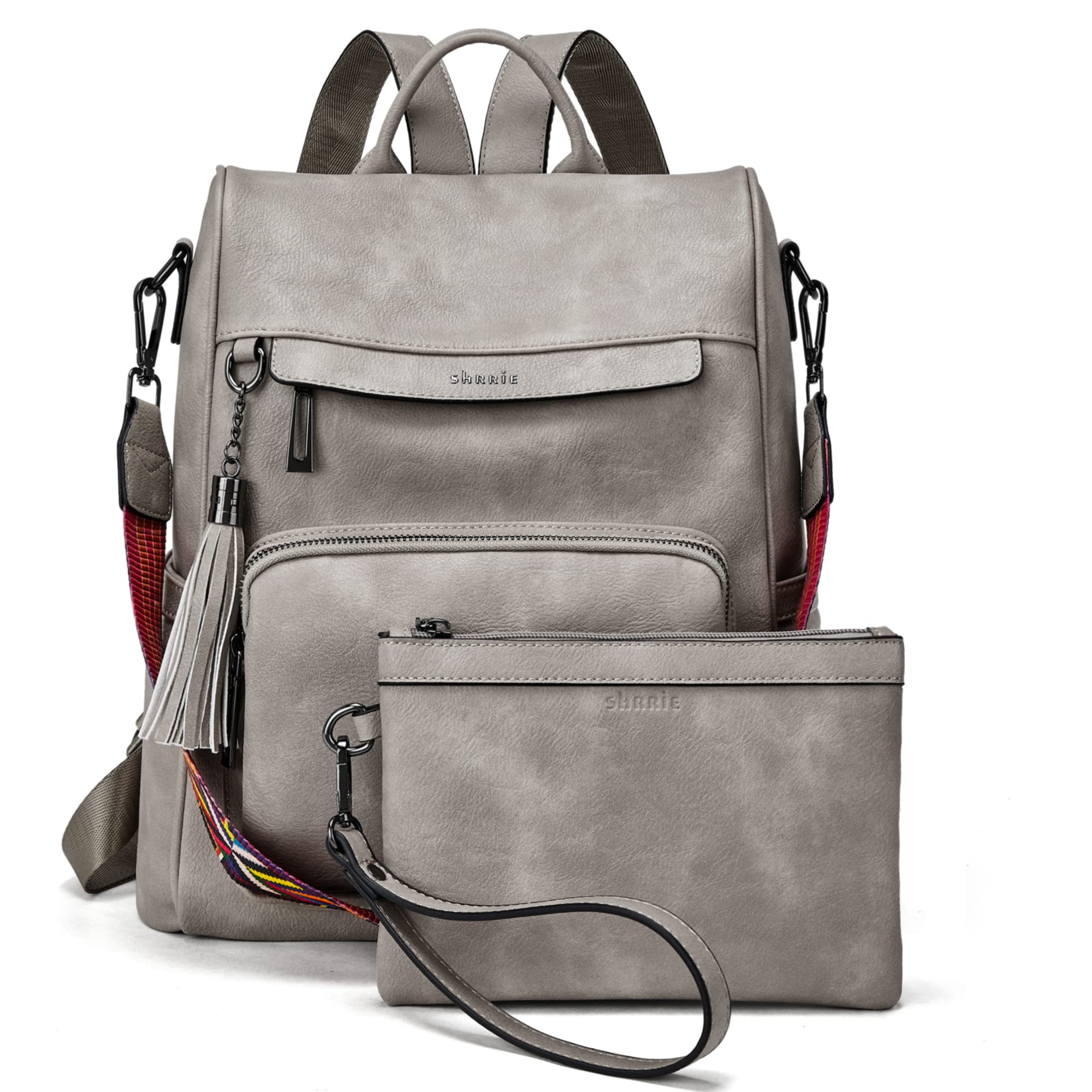 Shrrie Women's PU Leather Anti-Theft Travel Backpack Purse - Stylish Shoulder Bag with Tassel for Work, School & Travel Accessories