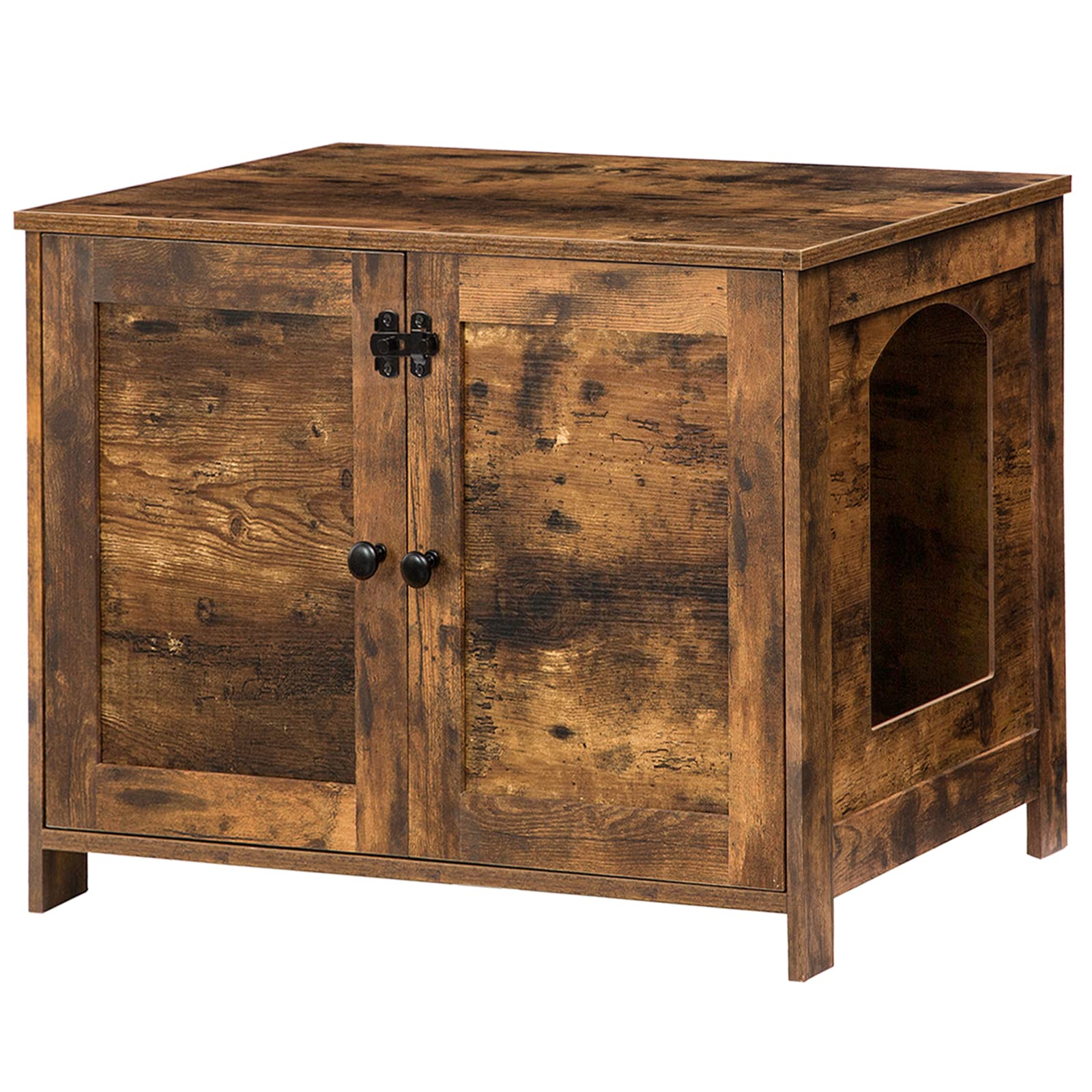 HOOBRO Wooden Cat Litter Box Enclosure Furniture - Hidden Litter Box Cabinet with Washroom Design, Rustic Brown Side Table for Living Room | Perfect for Small Spaces & Multi-Cat Homes