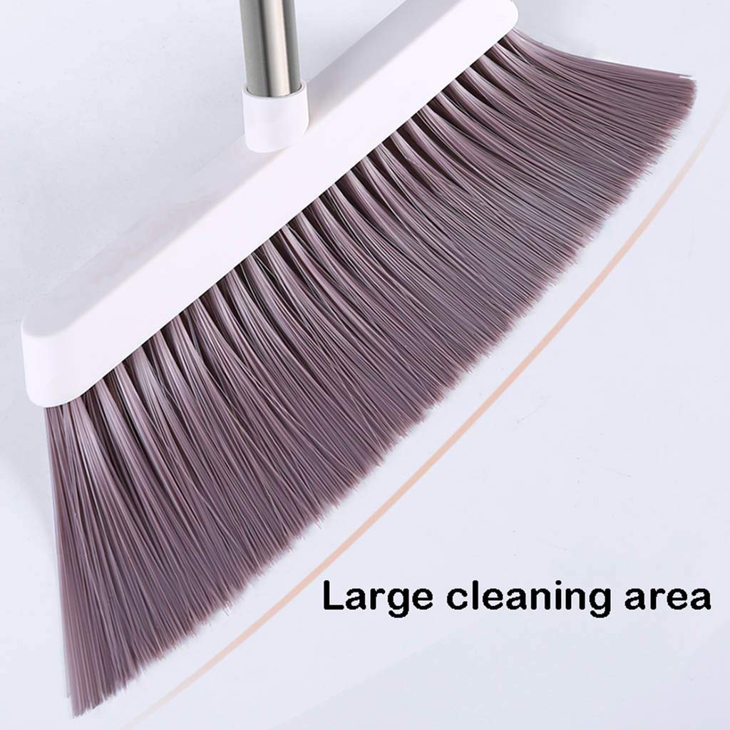 NLIAN Broom and Dustpan Set with Extended Handle - Built-in Wisp Scraper for Pet Hair Removal - Hardwood Floor & Tile Cleaning Supplies - Perfect for Kitchen, Bathroom, and Home Cleaning