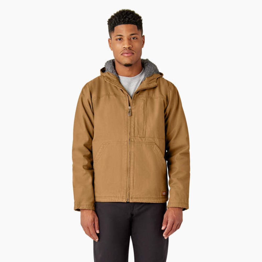 Dickies Men's Duck Canvas High Pile Fleece Lined Jacket - Warm Winter Work Jacket for Outdoor Activities & Construction Work