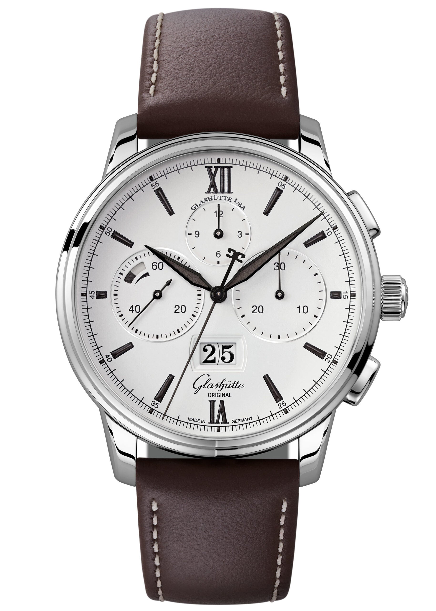 Glashutte Original Senator Chronograph Panorama Date Men's Watch - Stainless Steel Luxury Timepiece for Business, Formal Events & Collectors