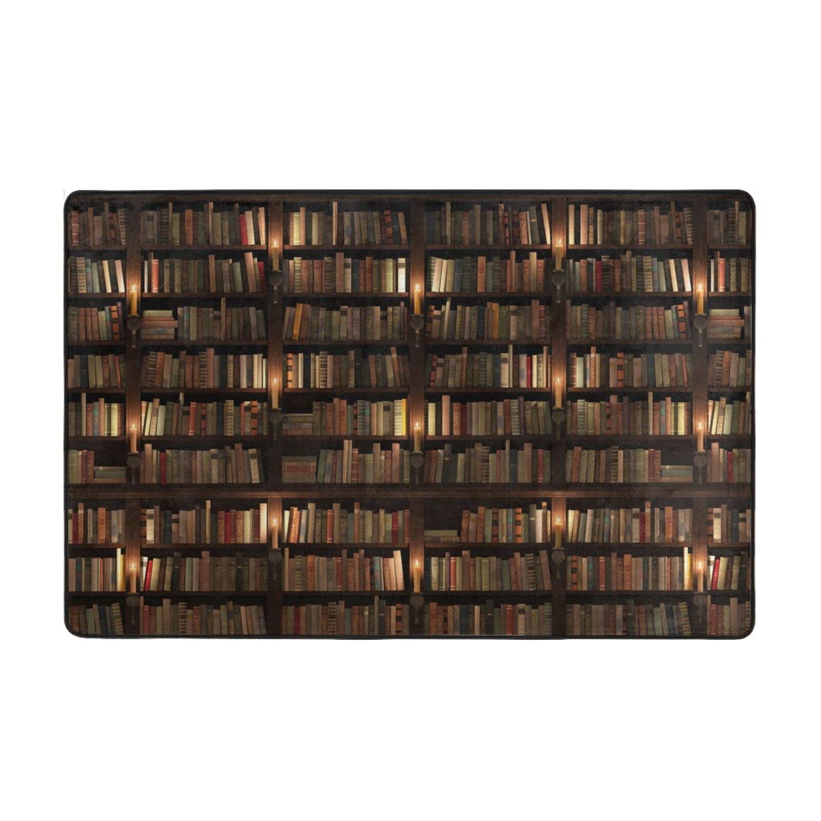 Super Soft Library Bookshelf Design Area Rug - Non-Shedding Large 60x39 Inch Living Room & Bedroom Carpet - Perfect for Cozy Reading Nooks & Home Decor