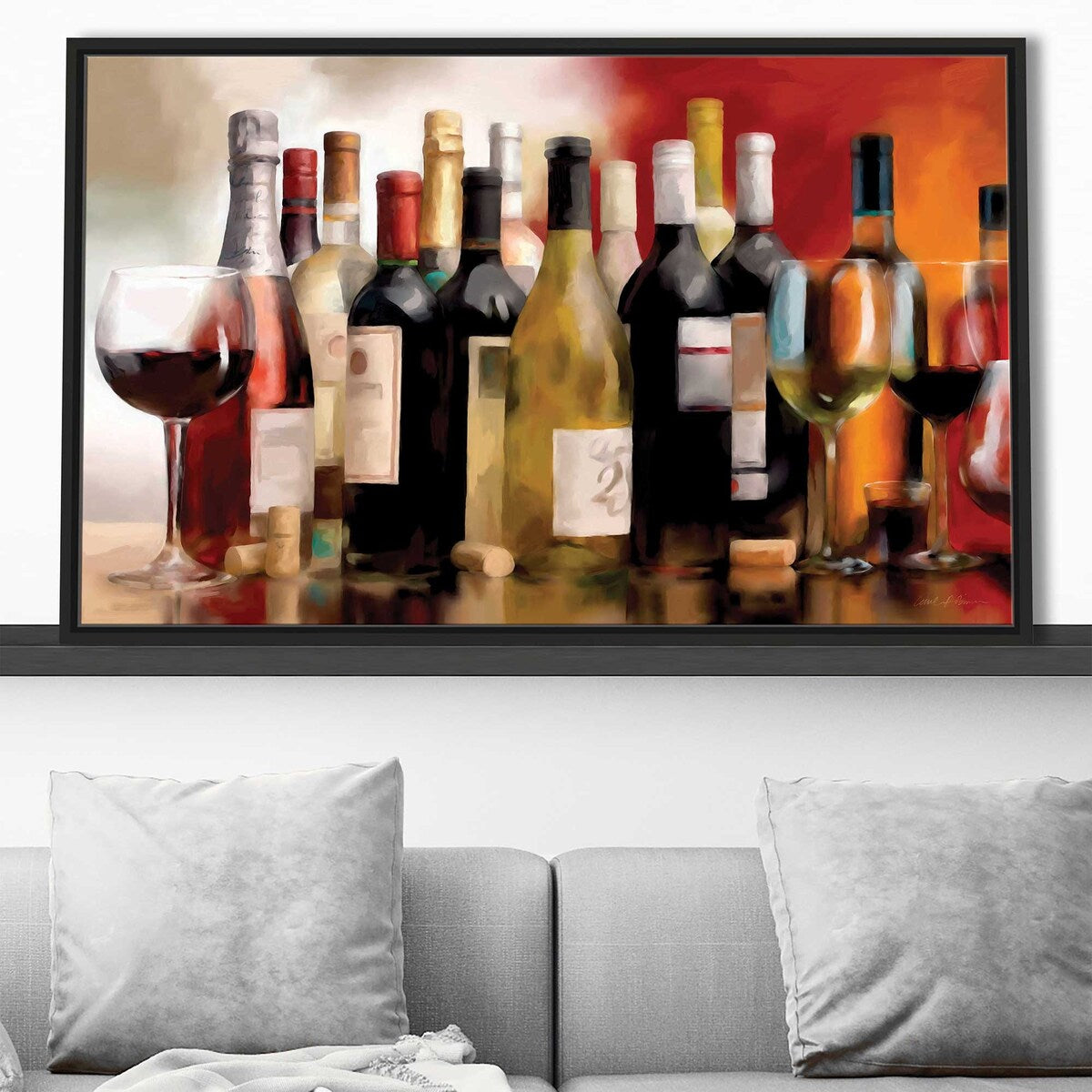 Wine Lover's Gift - 'A Taste of Wine' by Carol Robinson - Floating Canvas Wall Art - Perfect for Home Bar, Dining Room & Wine Cellar Decor
