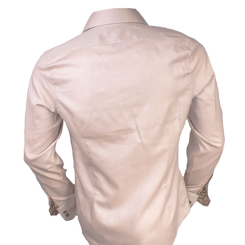 Premium Tan & Brown Paisley Pattern Dress Shirts for Men | 100% Cotton Formal Business Attire | Made in USA | Perfect for Office, Weddings & Special Occasions