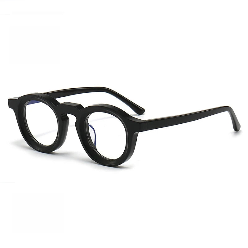 Stylish Black Unisex Acetate Full Rim Round Eyeglasses 442721 - Perfect for Work, Reading & Everyday Fashion