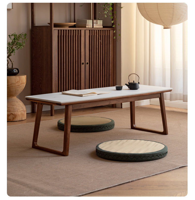 Premium Black Walnut and Ash Solid Wood Rocking Plate Modern Tea Table - Perfect for Living Room, Lounge, and Contemporary Home Decor