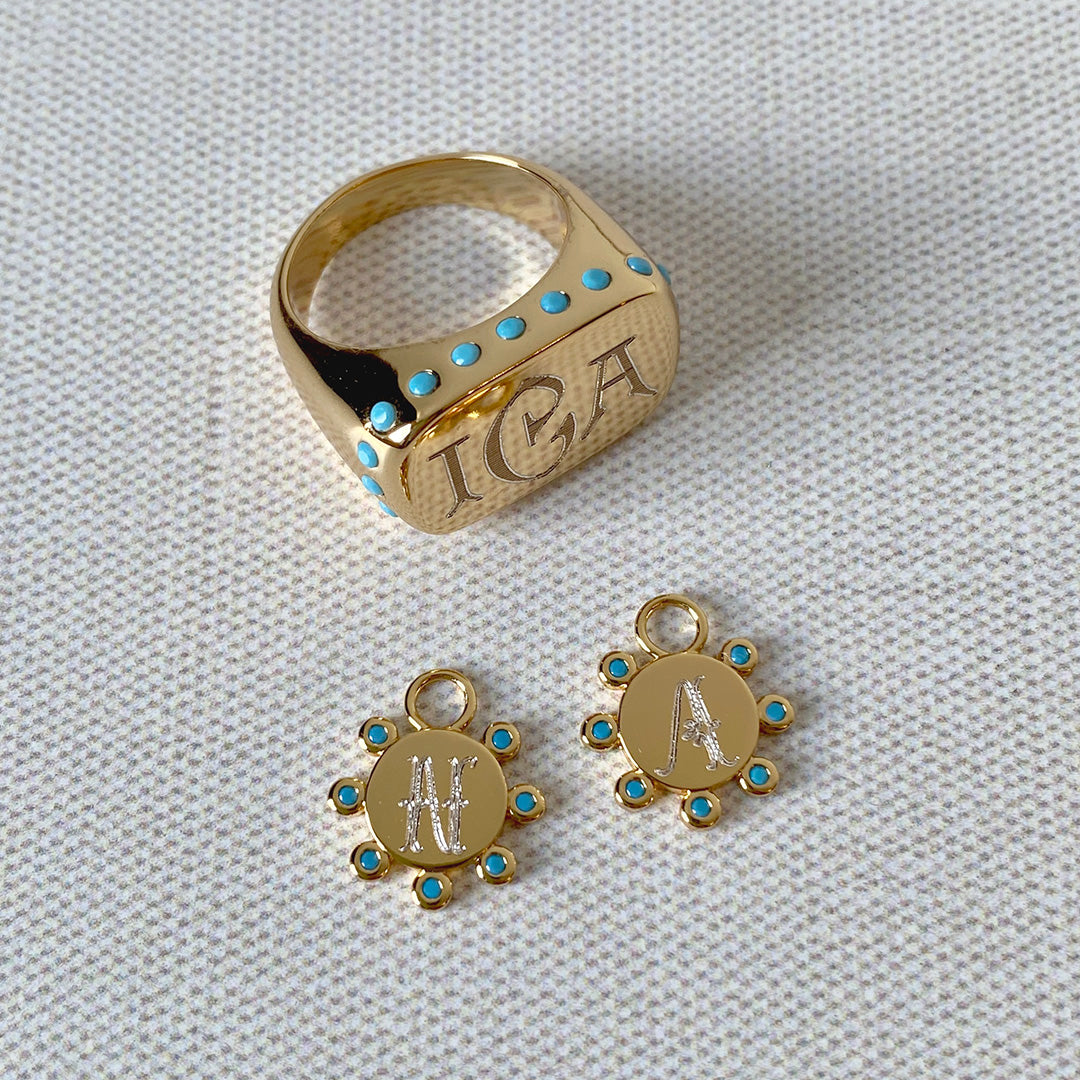 Goldbug Collection Round Top Turquoise Earring Charms - Handmade Sterling Silver Dangle Earrings for Women, Boho Chic Jewelry Gift for Her | Perfect for Parties, Weddings & Everyday Wear