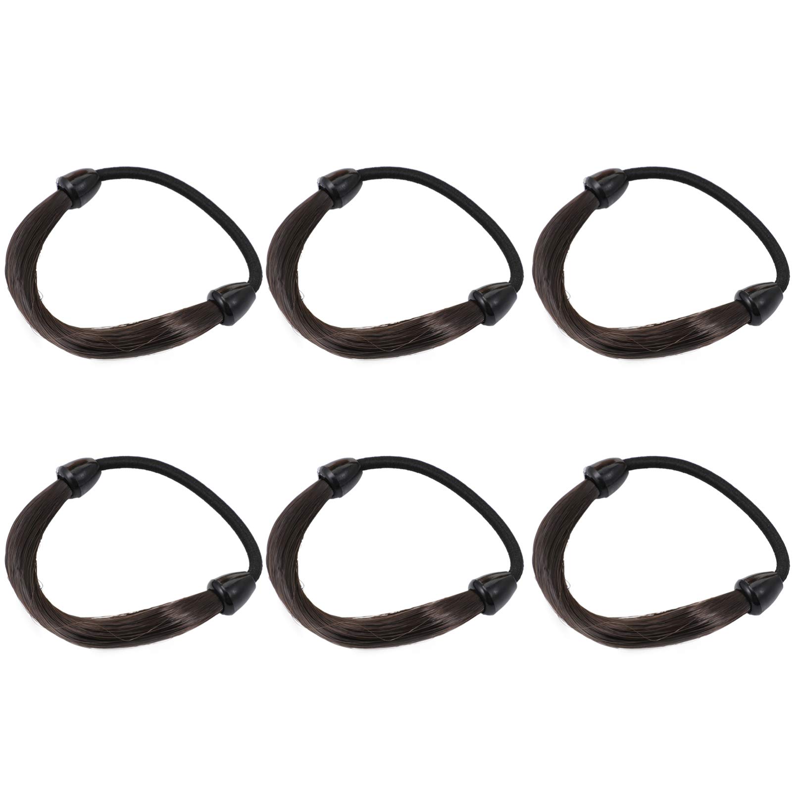 6-Piece Synthetic Wig Hair Ties - Elastic Ponytail Holders, Scrunchies & Hair Bands for Women & Girls (Natural Black) | Perfect for Daily Styling, Cosplay & Wig Maintenance