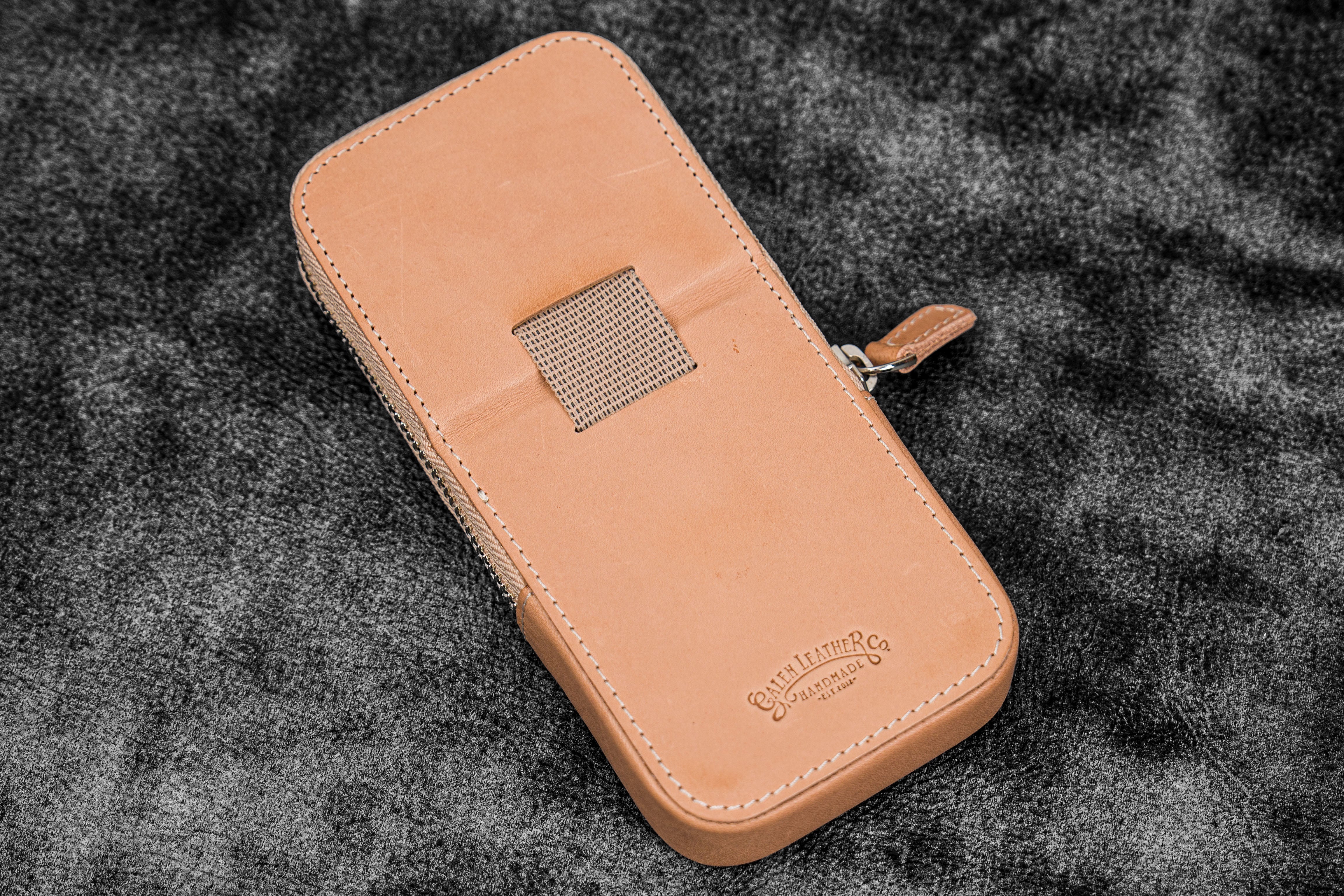 Premium Undyed Leather Pen Case with Zipper - 3 Slot Hard Shell Design & Removable Tray for Fountain Pens, Ballpoints & Calligraphy Tools - Perfect for Office, School & Travel Organization
