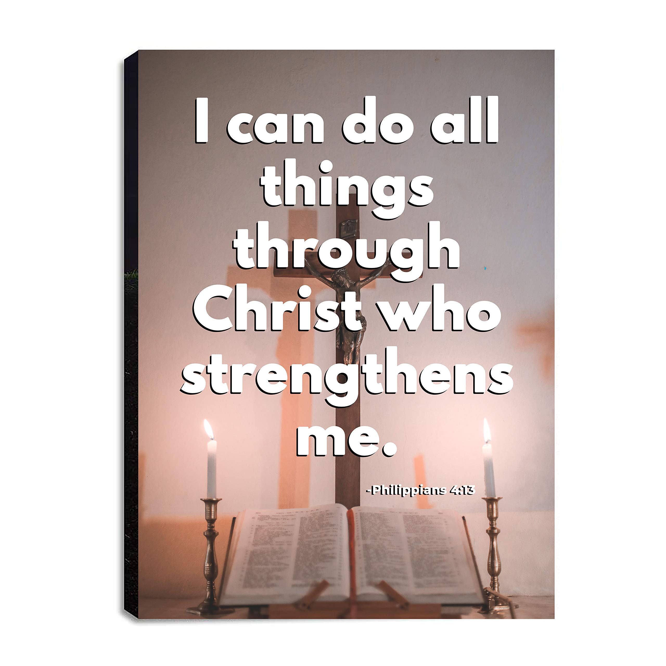 Philippians 4:13 Christian Canvas Wall Art - 18x24 Inch Inspirational Bible Verse Print for Home Decor, Ready to Hang - Perfect for Living Room, Bedroom, Kitchen & Office Faith-Based Decor
