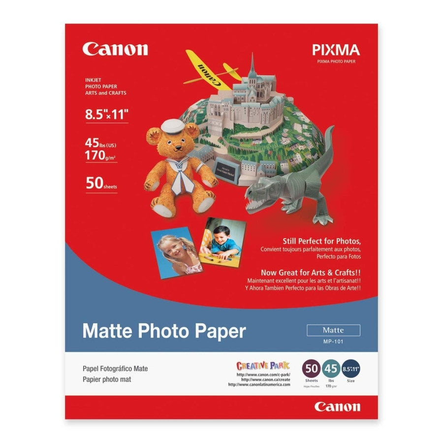 Canon Matte Photo Paper 8.5x11 Inches - 50 Sheets Premium Quality for Inkjet Printers - Perfect for Photo Printing, Art Projects & Scrapbooking
