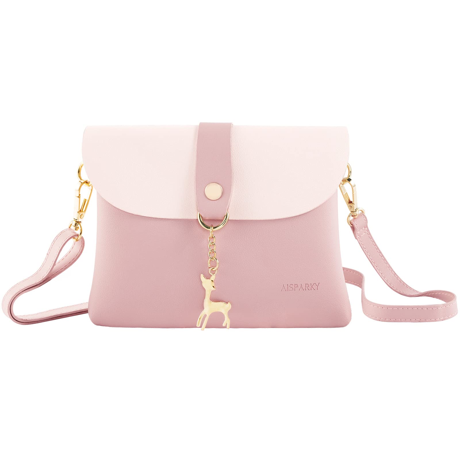 AISPARKY Small Crossbody Purse for Women & Girls - PU Leather Mini Shoulder Bag with Adjustable Strap & Gold Chain, Fashionable Pendant Detail | Perfect for Daily Use, Travel, Shopping & Parties