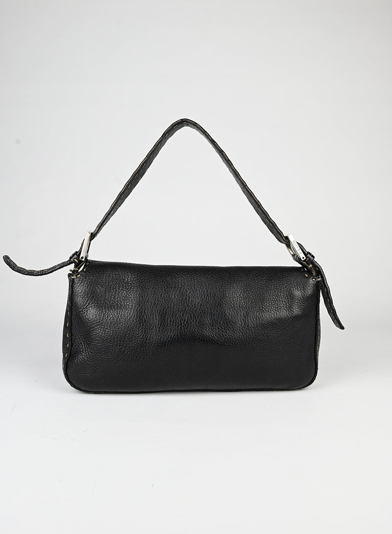 Fendi Selleria Black Baguette Bag - Luxury Leather Handbag for Women, Perfect for Parties, Work & Everyday Use