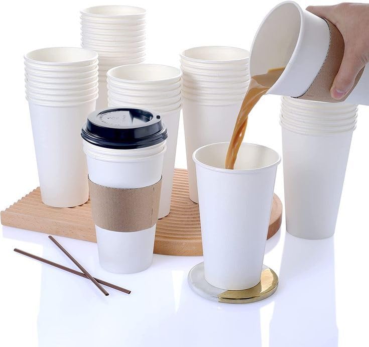 1000 Pack 16 oz Disposable Paper Cups for Coffee & Tea | Bulk Eco-Friendly To-Go Cups for Hot Drinks | Made in USA | Perfect for Home, Office, Restaurants, Cafes & Parties | Microwave Safe & Recyclable