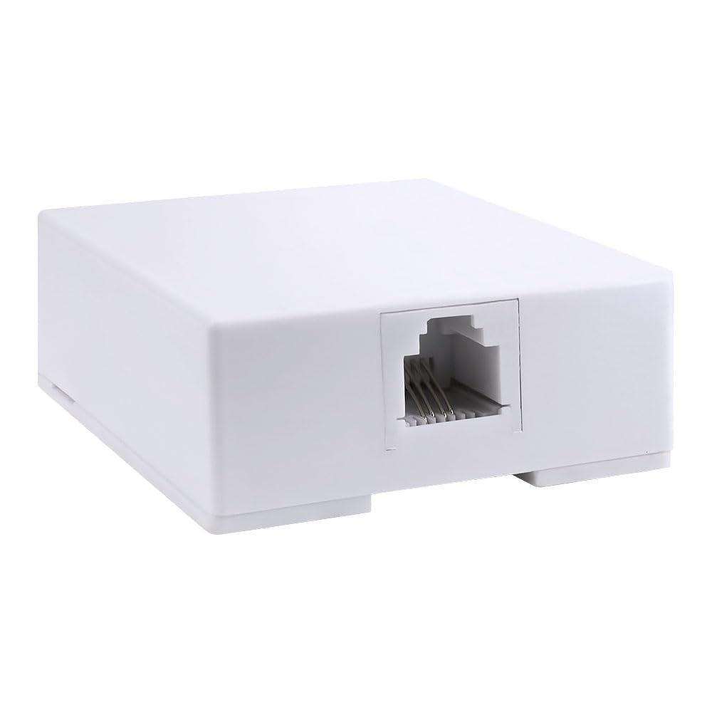 Skywalker Modular Surface Mount Phone Jack - White RJ45 Ethernet Wall Plate for Home & Office Network Installation