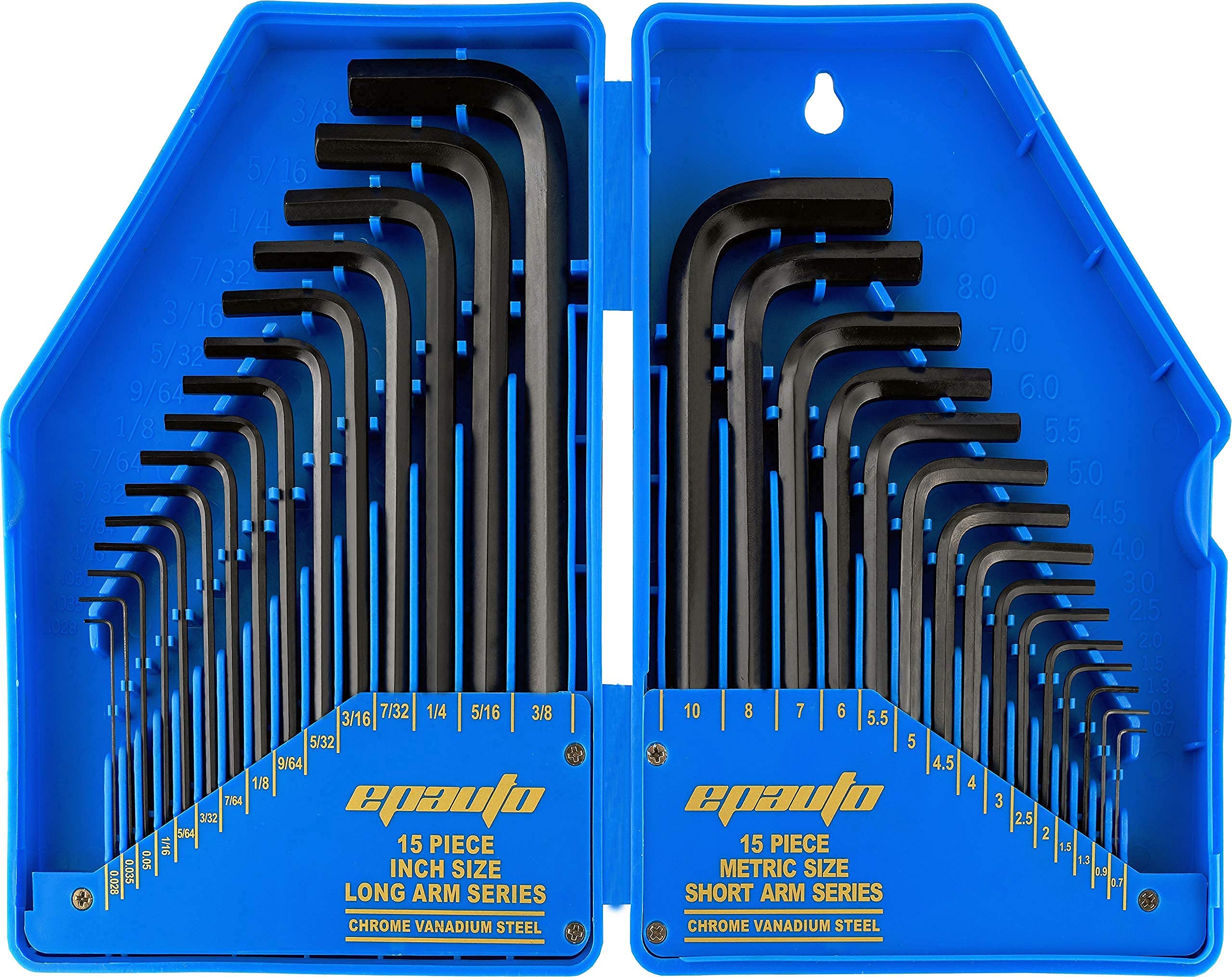 EPAuto 40-Piece 1/4-Inch & 3/8-Inch Drive Socket Set with 72-Tooth Reversible Ratchet - Includes Allen Key & Hex Key Wrench Set (0.028-3/8 inch, 0.7-10mm) - Perfect for Automotive Repair, DIY Projects & Home Maintenance