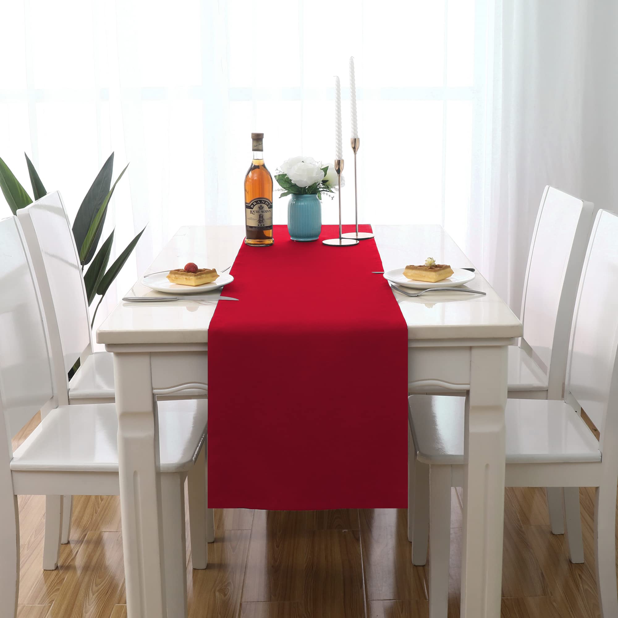 Dualife 2-Pack 14x72 Inch Table Runners for Weddings & Parties - Red